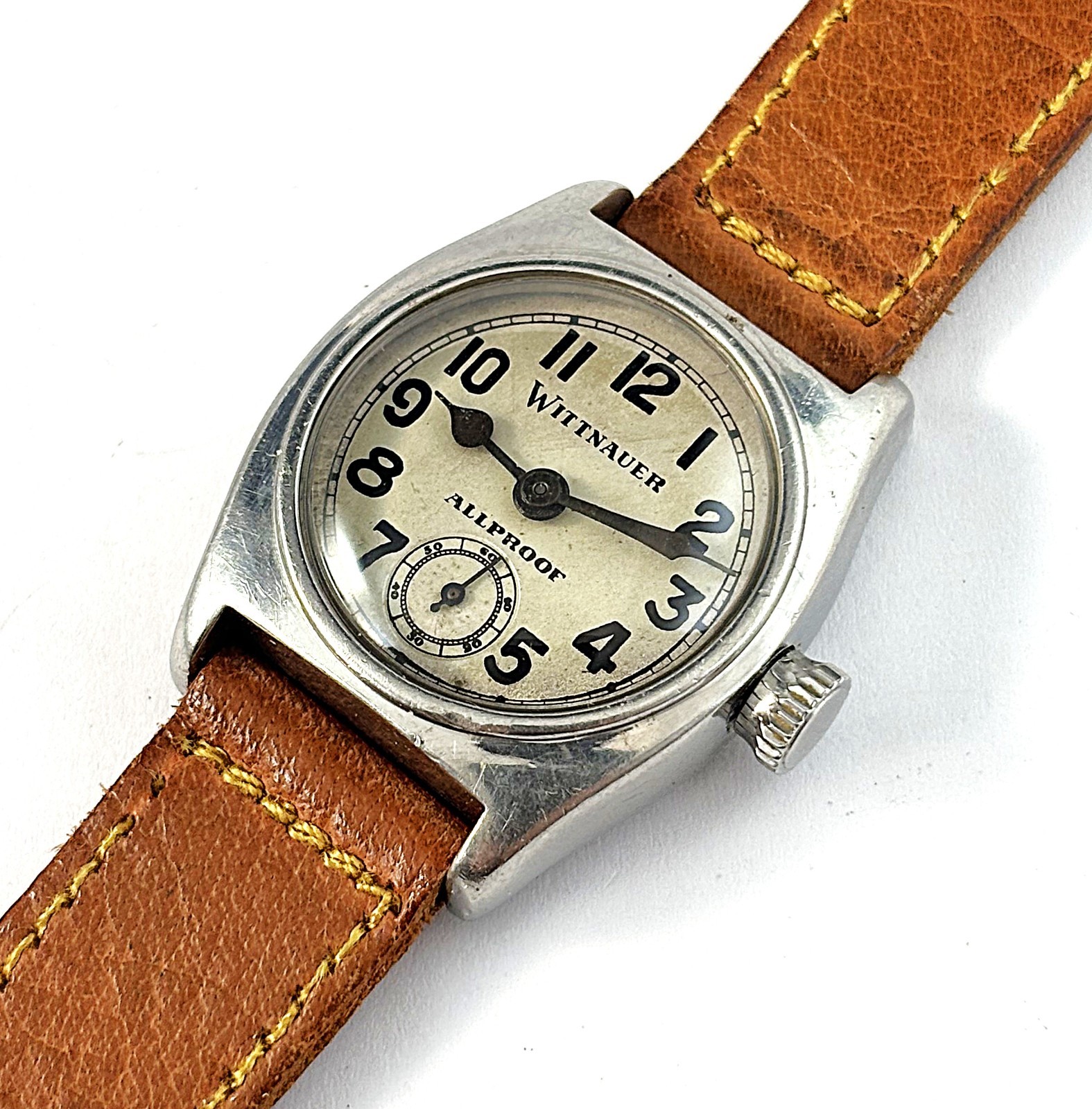 Vintage Wittnauer Allproof Contracid Stainless Steel Mens Watch Cal.56 7J 1940