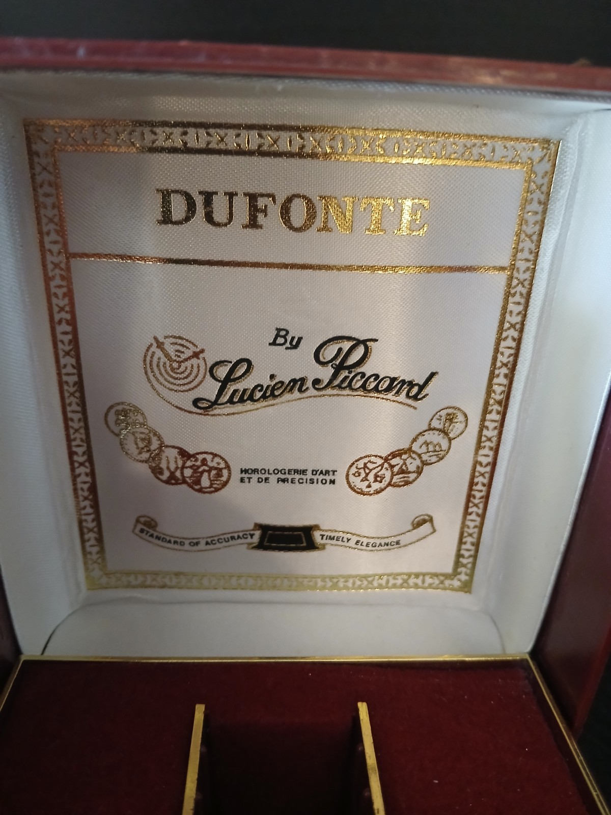 Vintage Watch Mens DUFONTE By Lucien Piccard Quartz Date plastic Box Japan Work