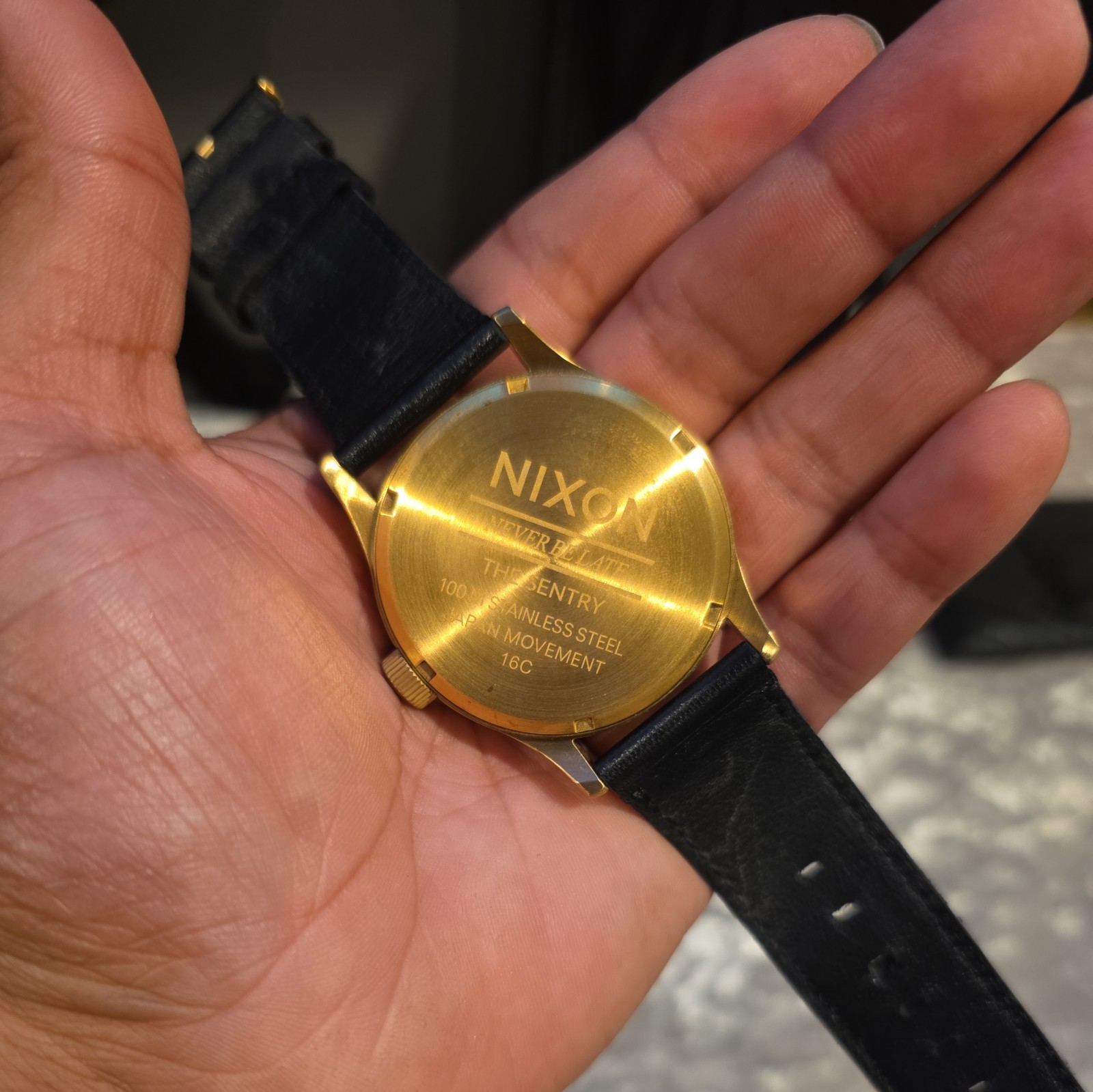 Nixon Men The Sentry Never be Late Gold/Black 42mm Quartz Watch