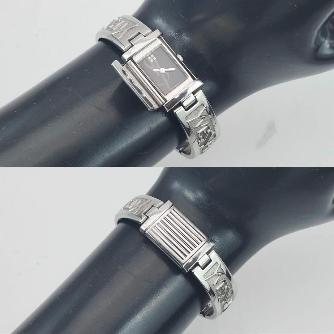Yves Saint Laurent Bangle Watch Quartz Steel 17mm Case Wrist 18cm