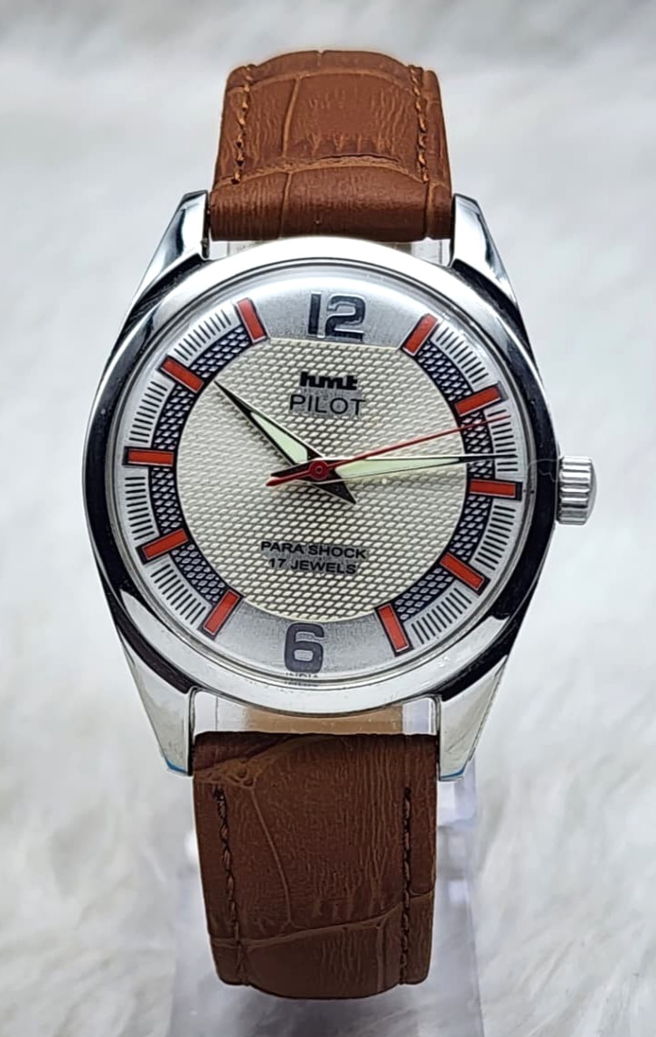 HMT Pilot Mechanical Watch Para Shock 17 Jewels Classic Hand Winding Wristwatch