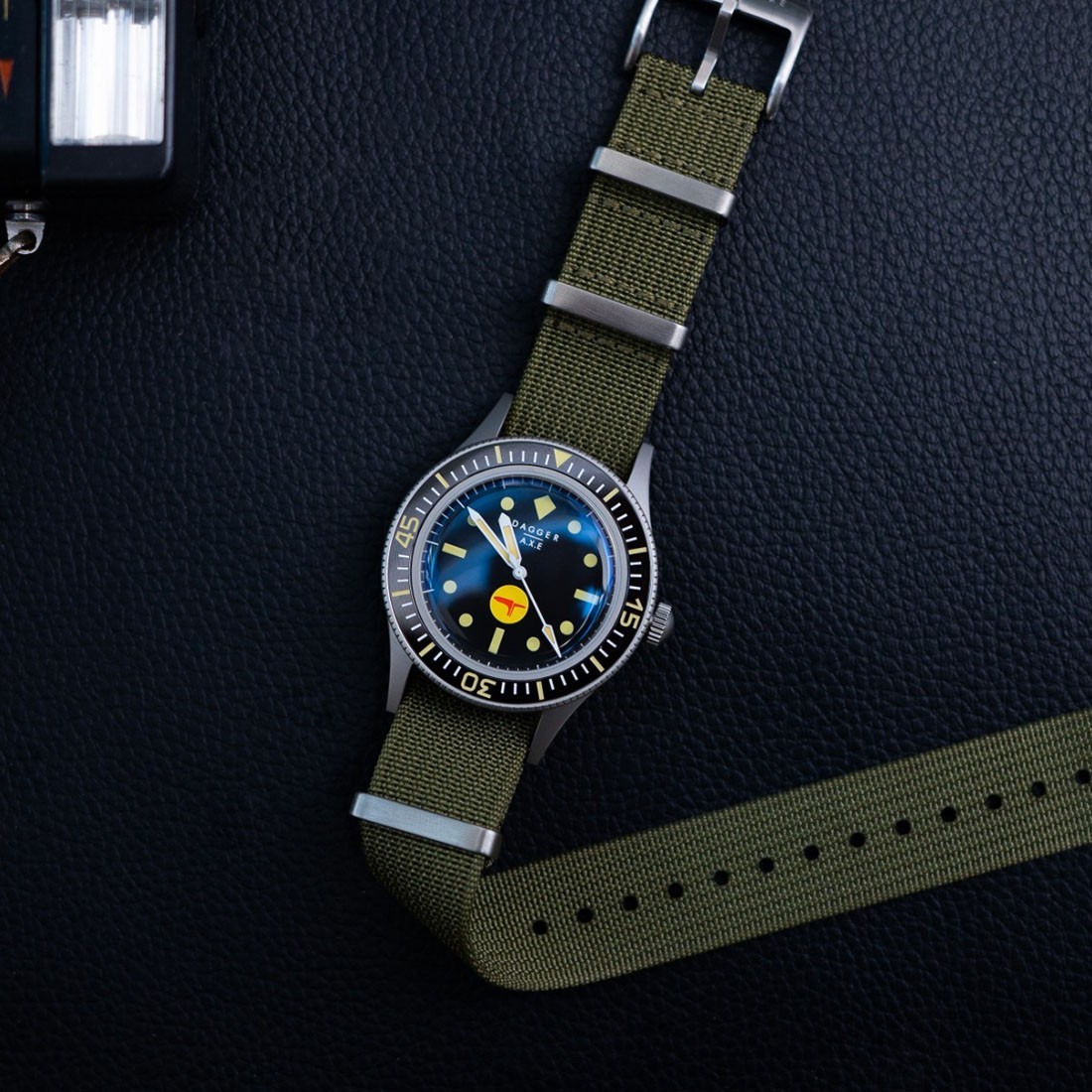 Dagger Axe Commando Mechanical Automatic Steel Black Green Diver Men’s Watch