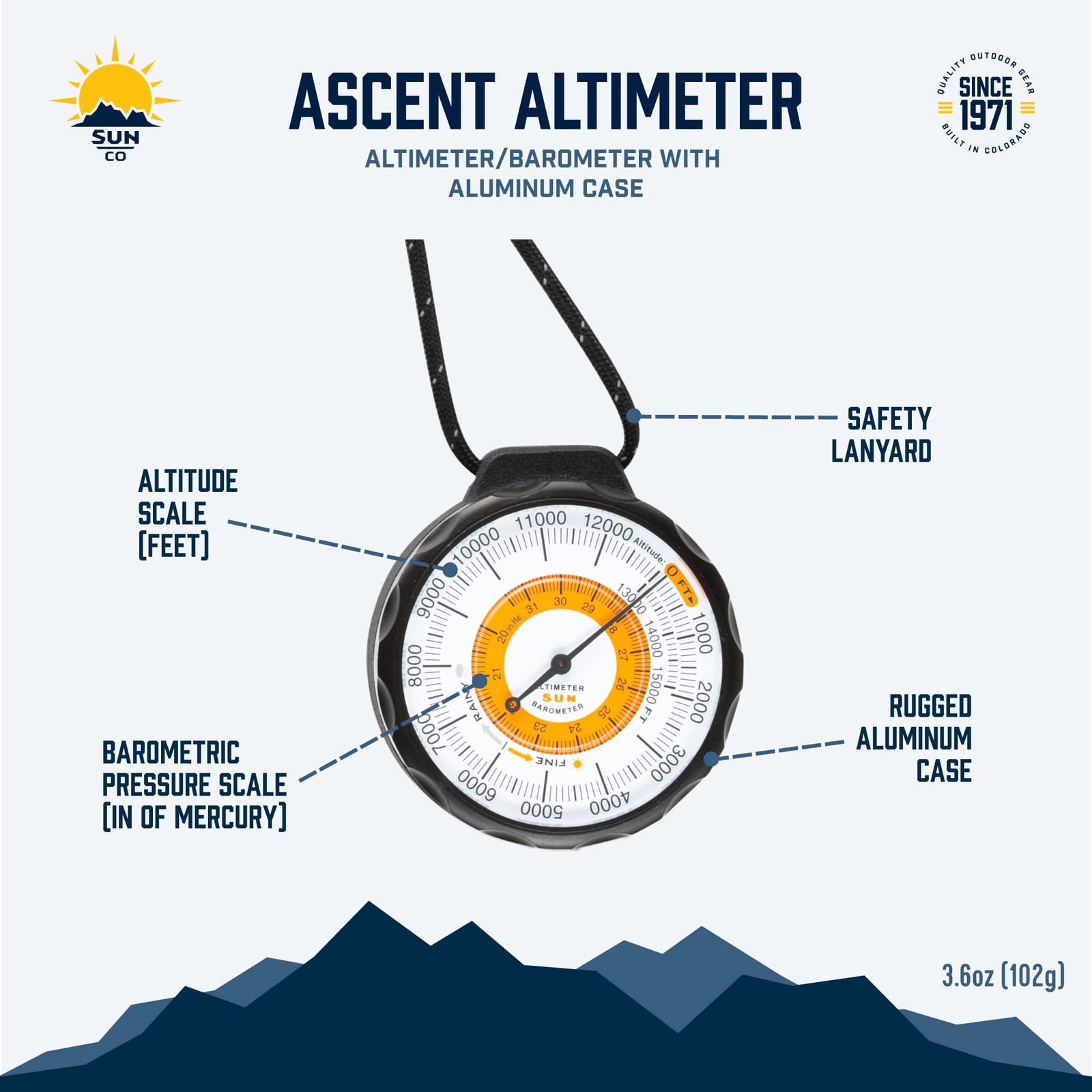 Sun Company Ascent Altimeter – Battery-Free Altimeter and Barometer
