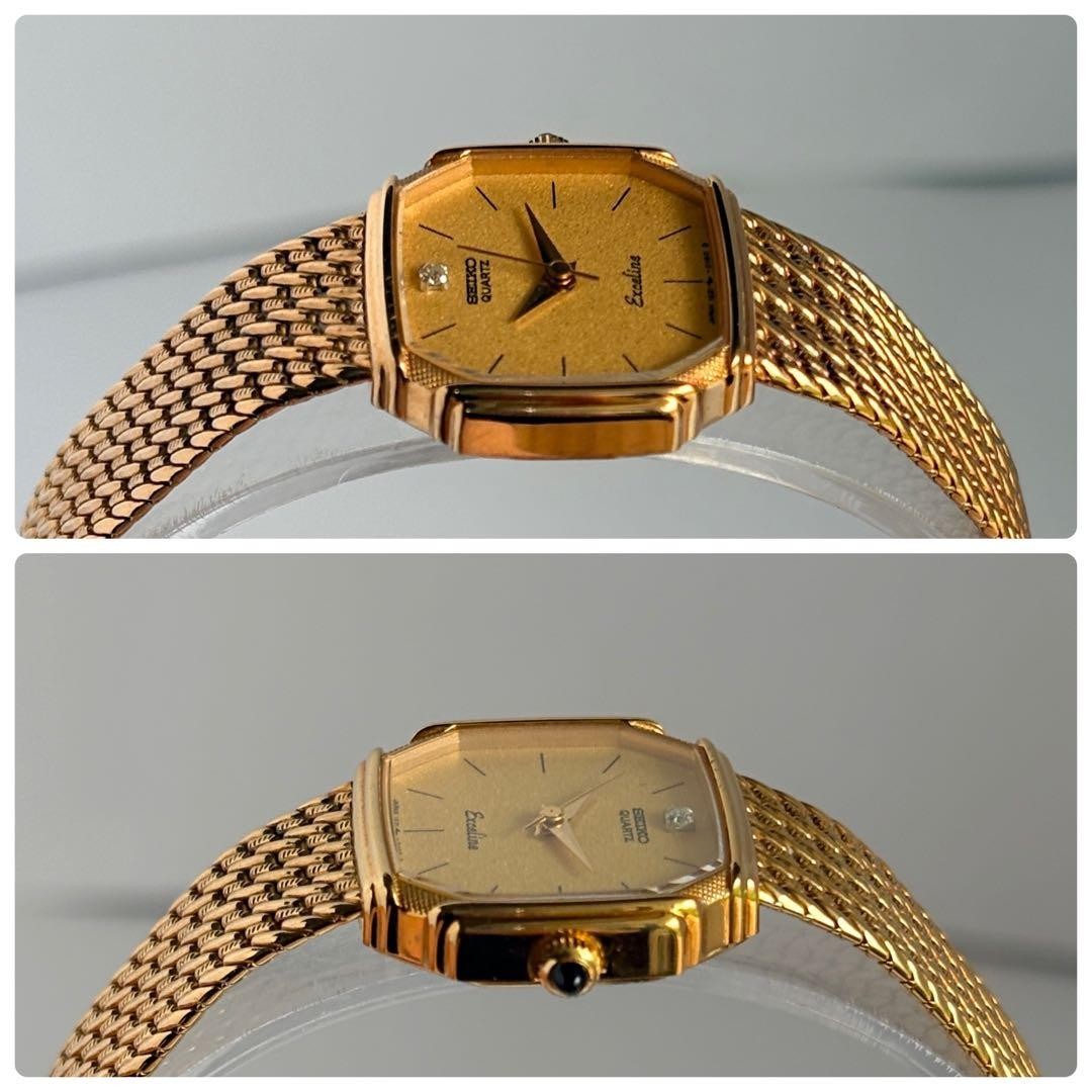 Seiko Exceline Diamond Ladies Watch Blue Gold Japan Quartz 072746