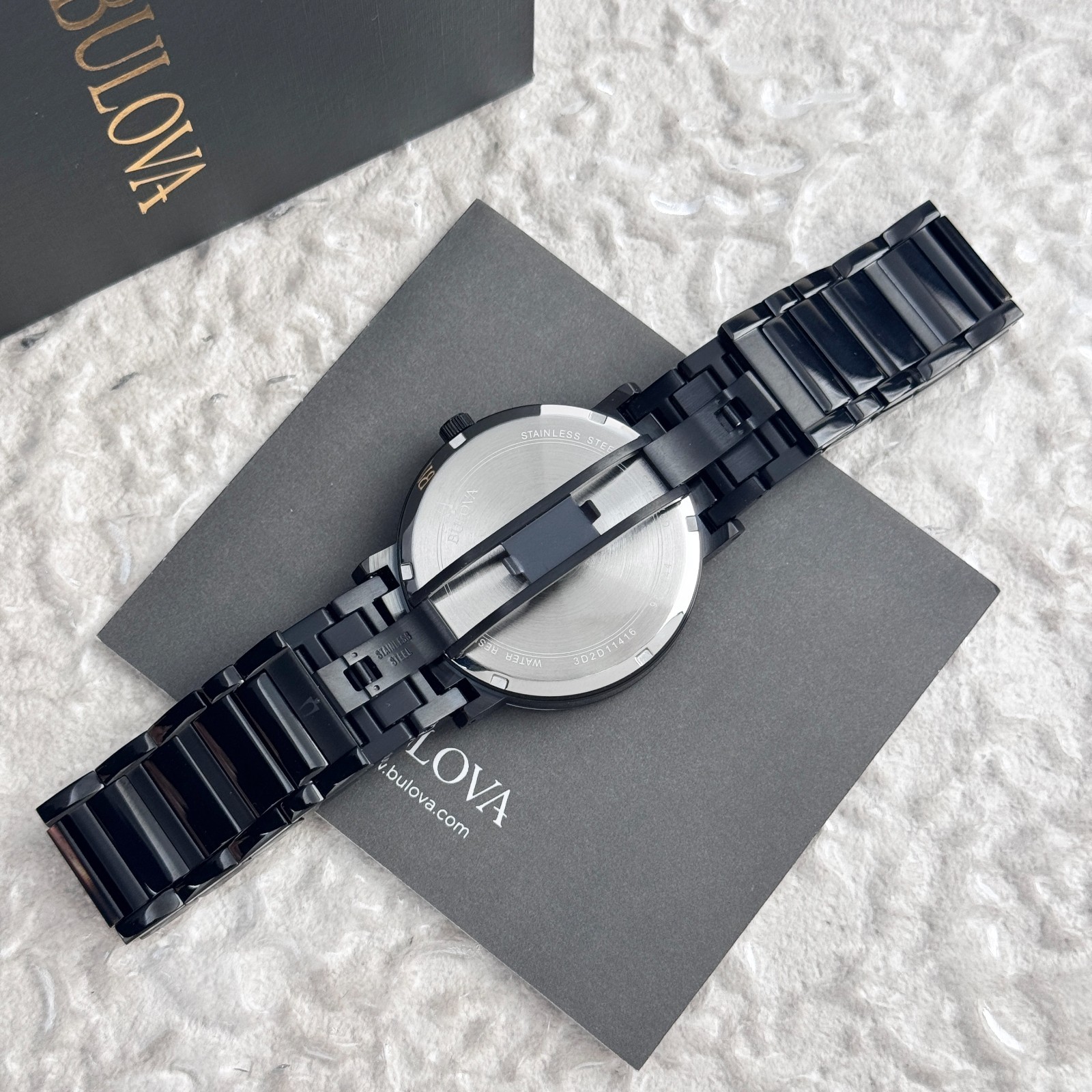 Bulova Men’s Modern Futuro Diamond Black Stainless Steel Quartz Watch 98D144