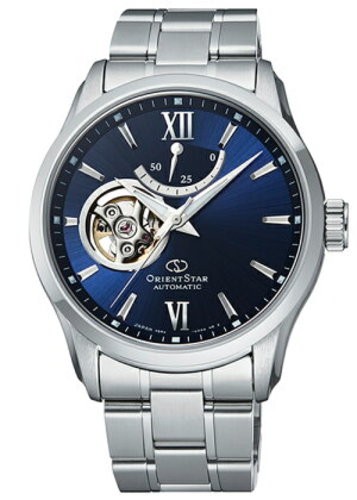 Orient Star RK-AT0002L Automatic Semi-Skeleton Open Heart Navy made in Japan