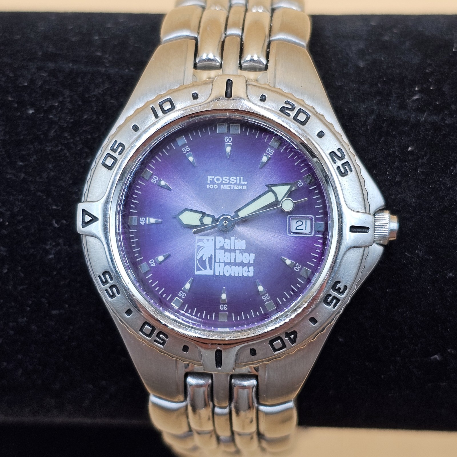 Fossil PR-5188 Palm Harbor Homes Blue Sunray Dial Luminous Hands New Battery