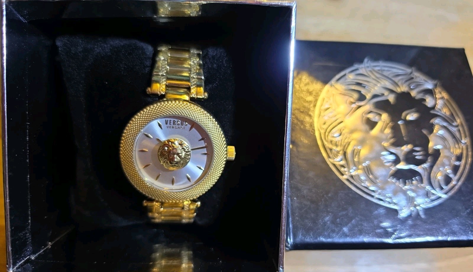 Versus Versace Women’s Gold Metal Bracelet Watch, Silver Dial, Dress/Formal