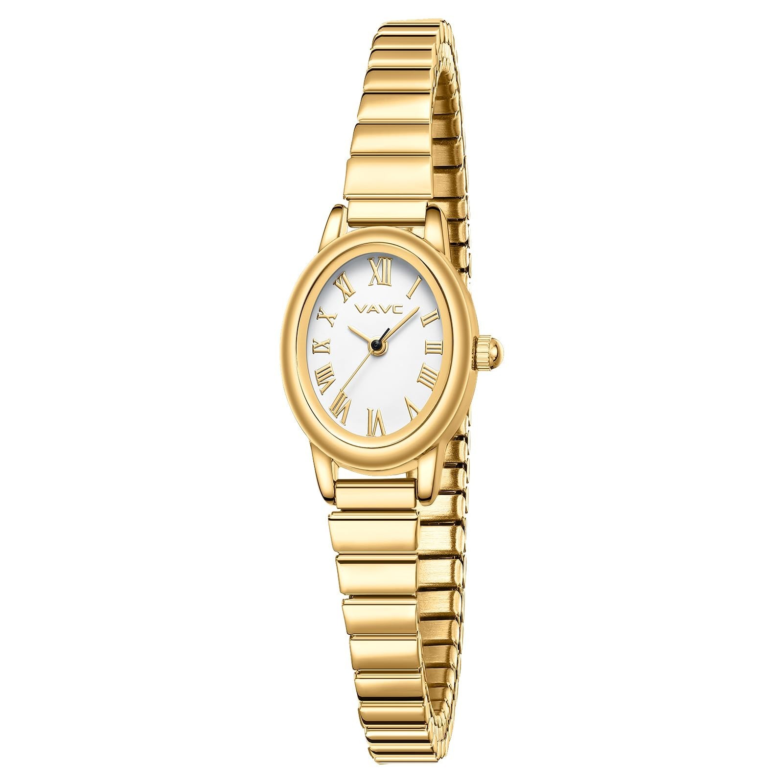 Elegant Gold Women’s Watch – Analog, Stainless Steel Expansion Band, Oval Case,