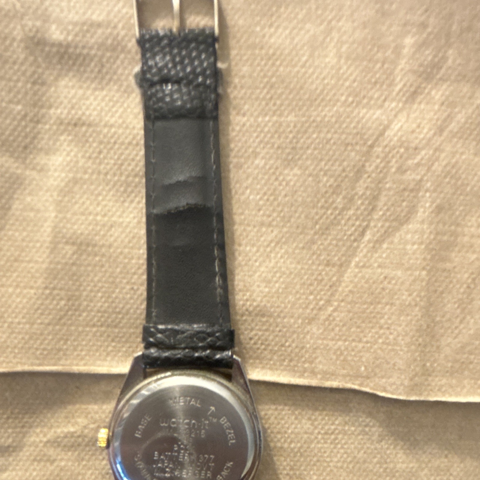 watch it! Women’s Blue Dial Quartz Date Arabic Black Leather Strap Watch