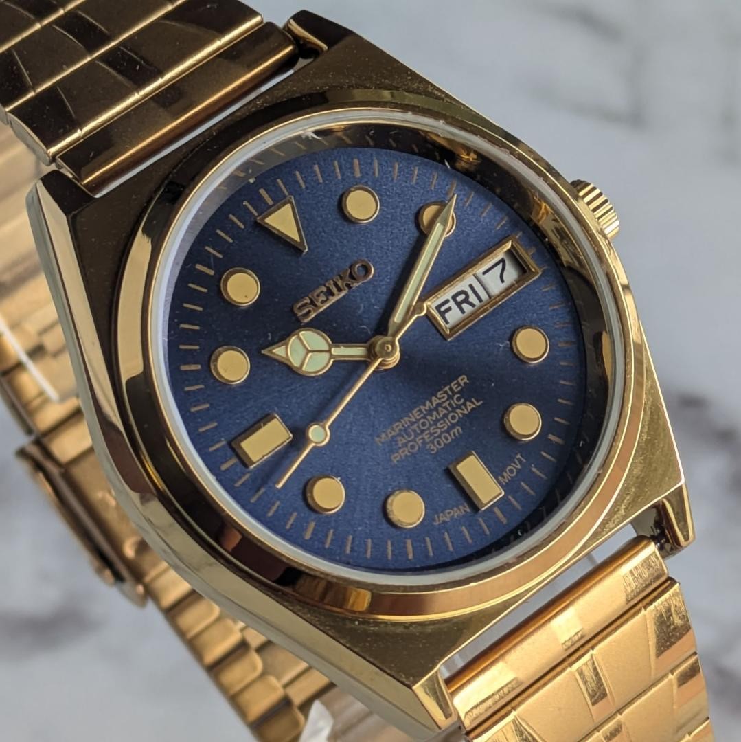 SEIKO 1980-1989 Deep Blue Automatic Watch 35mm Wrist 19cm From Japan