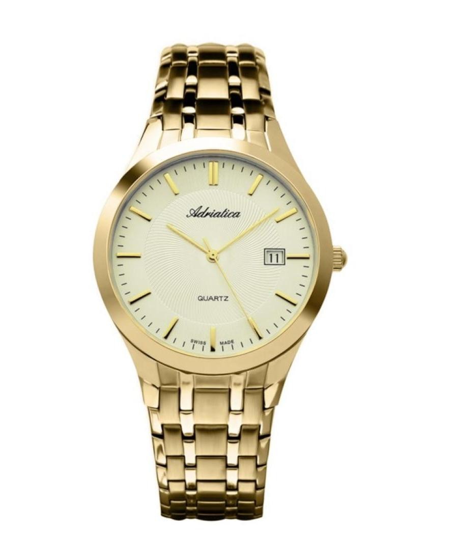 ADRIATICA Men Quartz Casual Watch Classic Dress Gold color Dial Waterproof Swiss