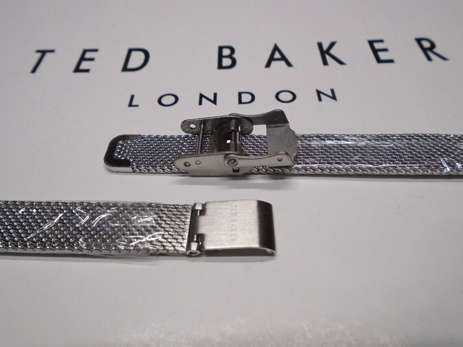 GENUINE TED BAKER SILVER STAINLESS STEEL MESH WATCH STRAP 17cm LONG X 10mm WIDE