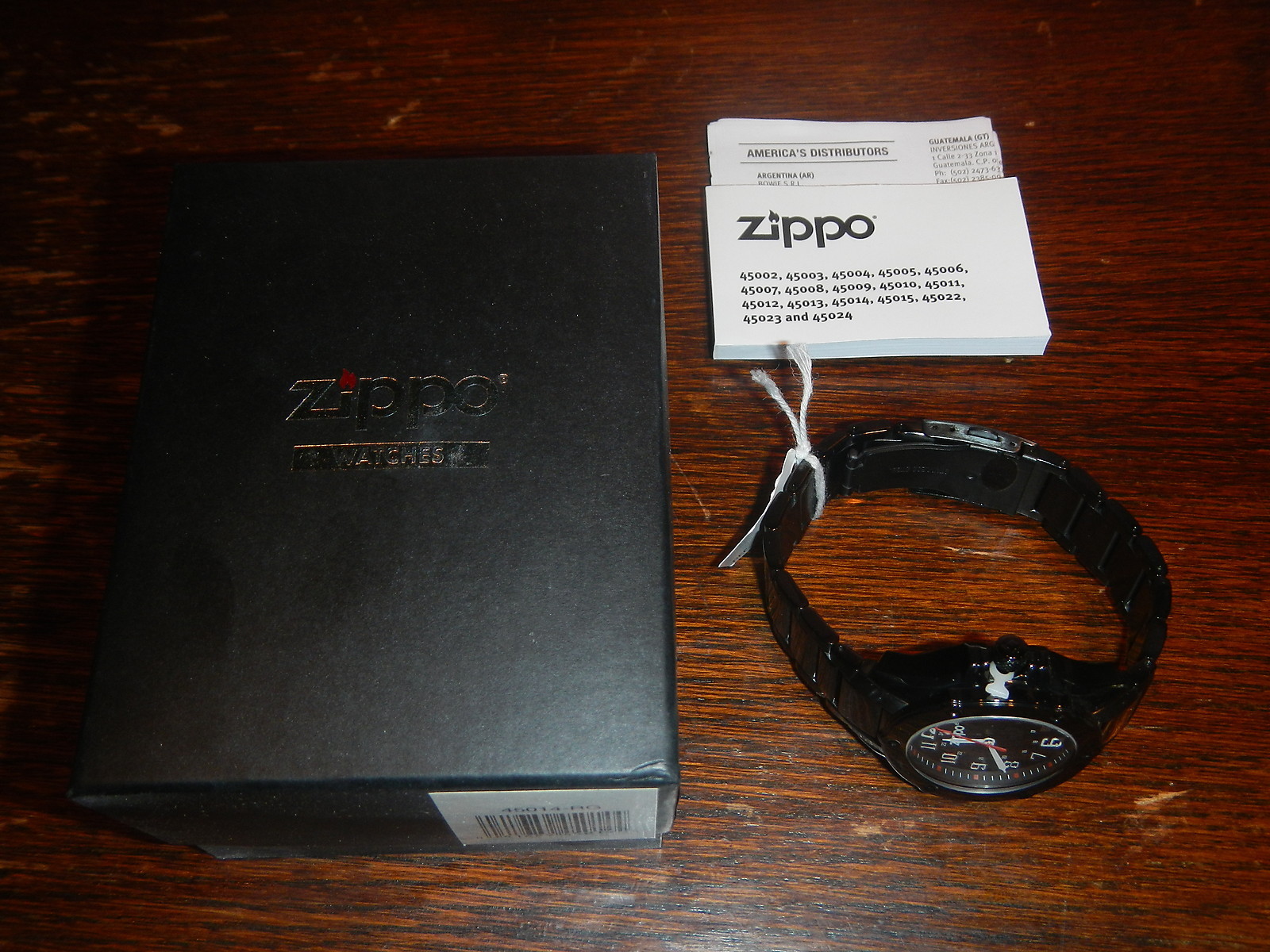 Zippo Black Face PVD Stainless Band Dress Watch 45014 *NEW*