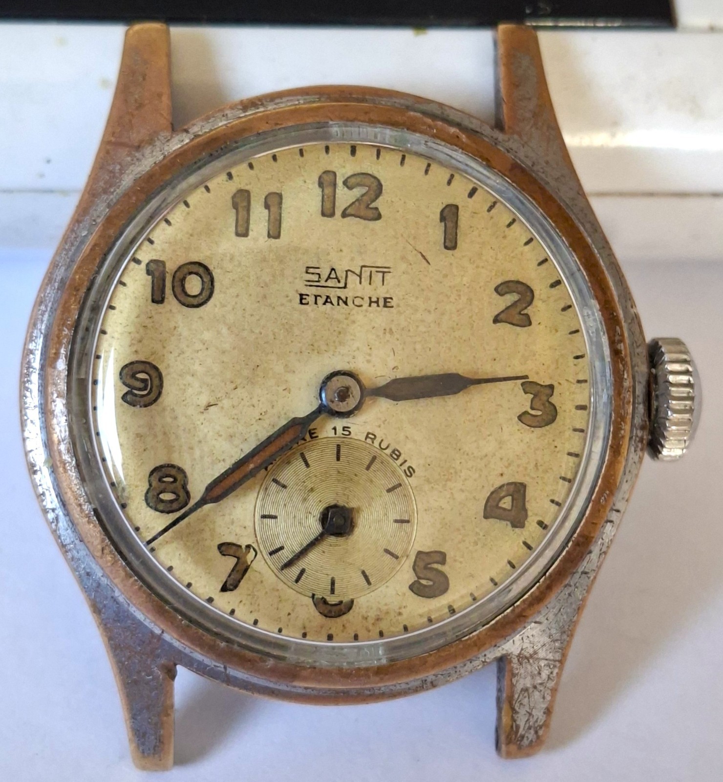 Etanche Sanit French German Army WW2 military watch cupillard 233 movement