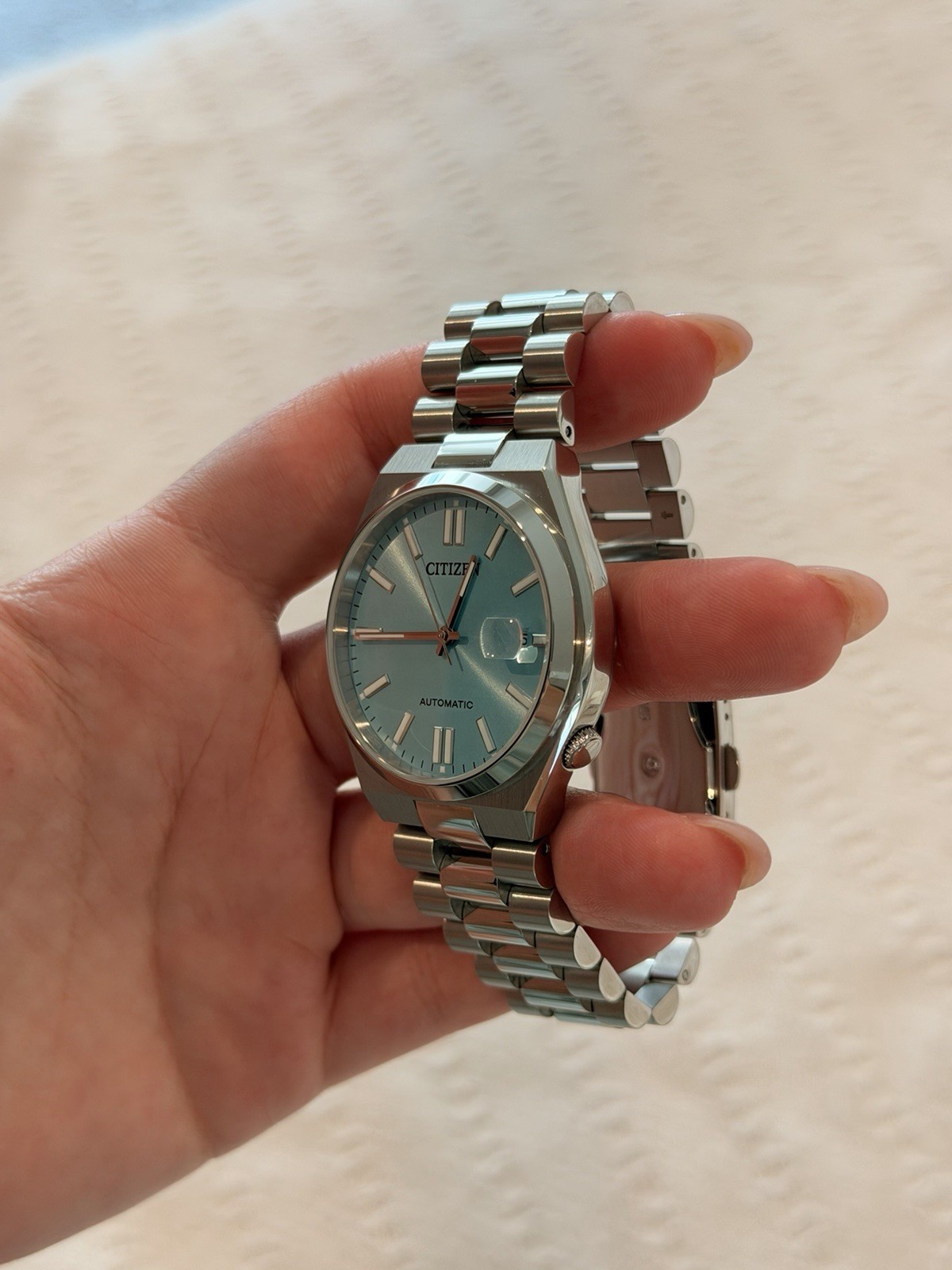 NEW Citizen TSYUOSA Automatic Sunray Sky Blue Men’s Watch Box N Papers NJ015 40m