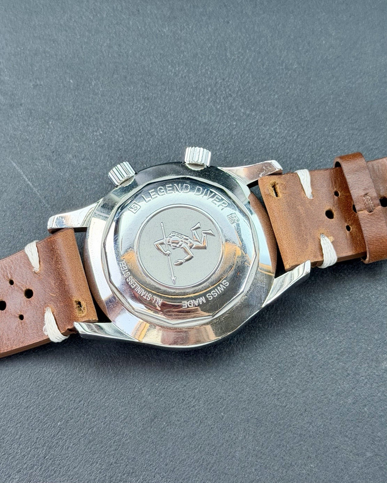 Longines Legend Diver Automatic Black Dial Date Brown Leather Strap Men’s