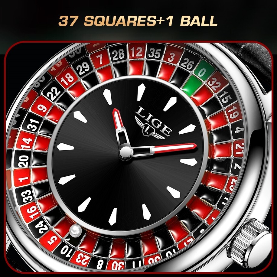 LIGE Men Watch Luminous Quartz Leather Strap Business Wristwatch Waterproof Gift