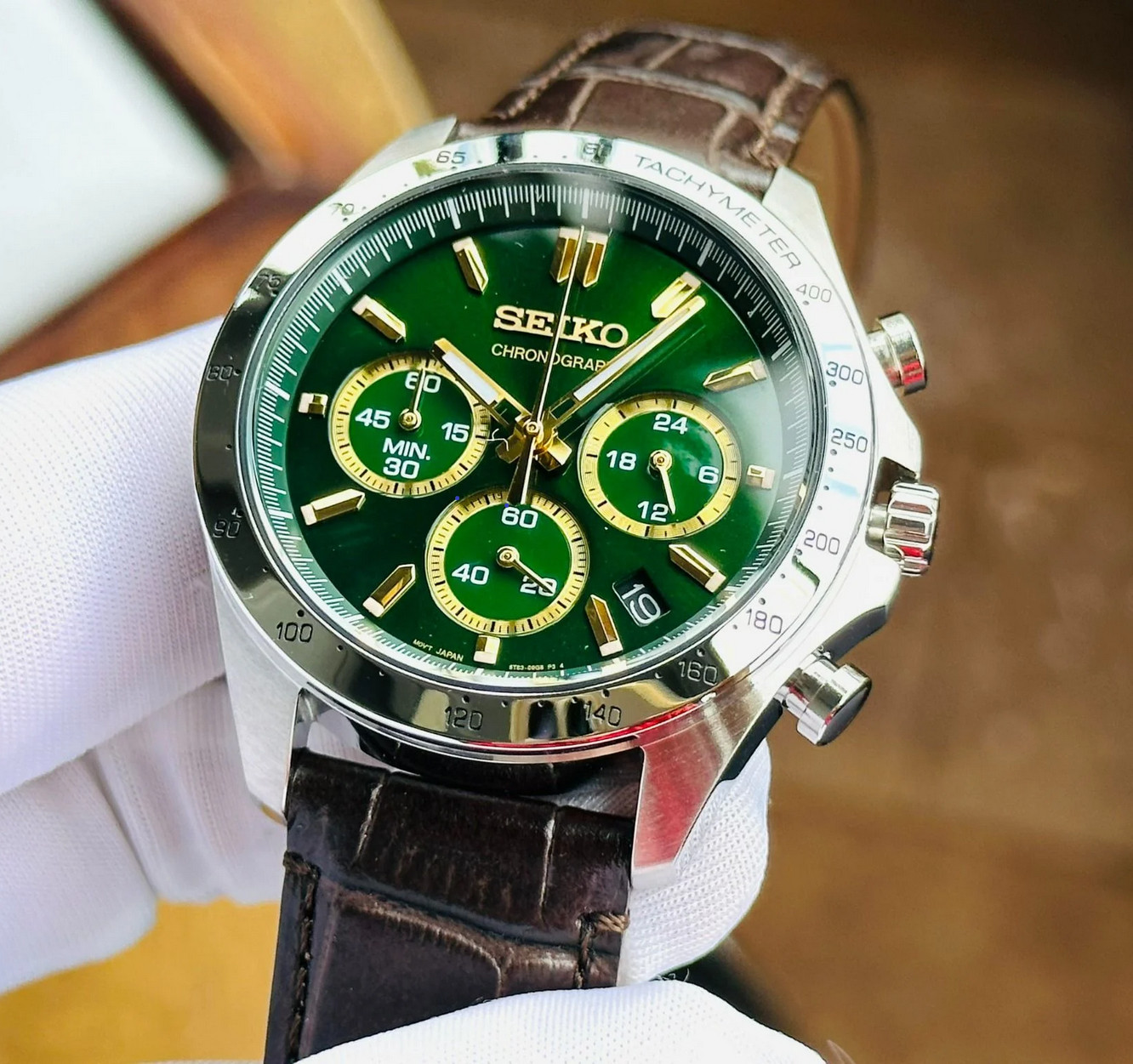 Seiko Spirit SBTR017 Chronograph Green Dial Stainless Steel Men’s Watch