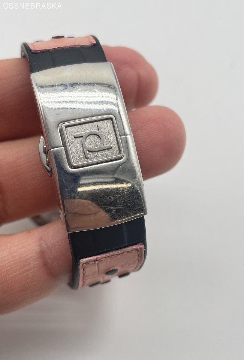 Genuine Officina Del Tempo Pink Women’s Watch Leather Black Rubber Band Date
