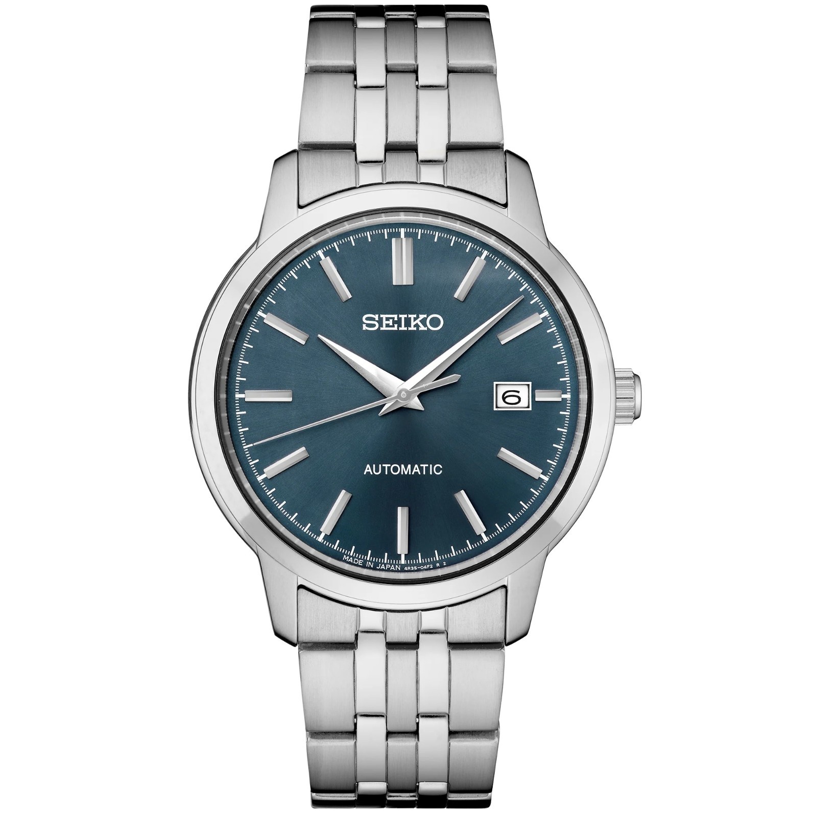 Seiko Men Essentials Automatic Blue Sunray Dial Steel Bracelet Watch SRPH87 NEW