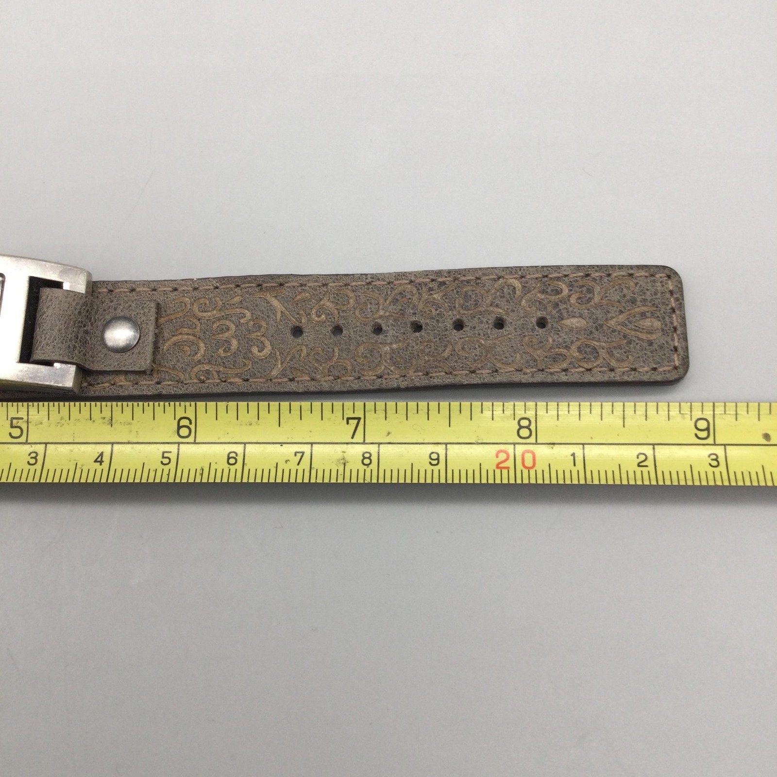 TOKYObay Womens Watch 20mm Silver Tone Brown Leather Cuff Strap New Battery