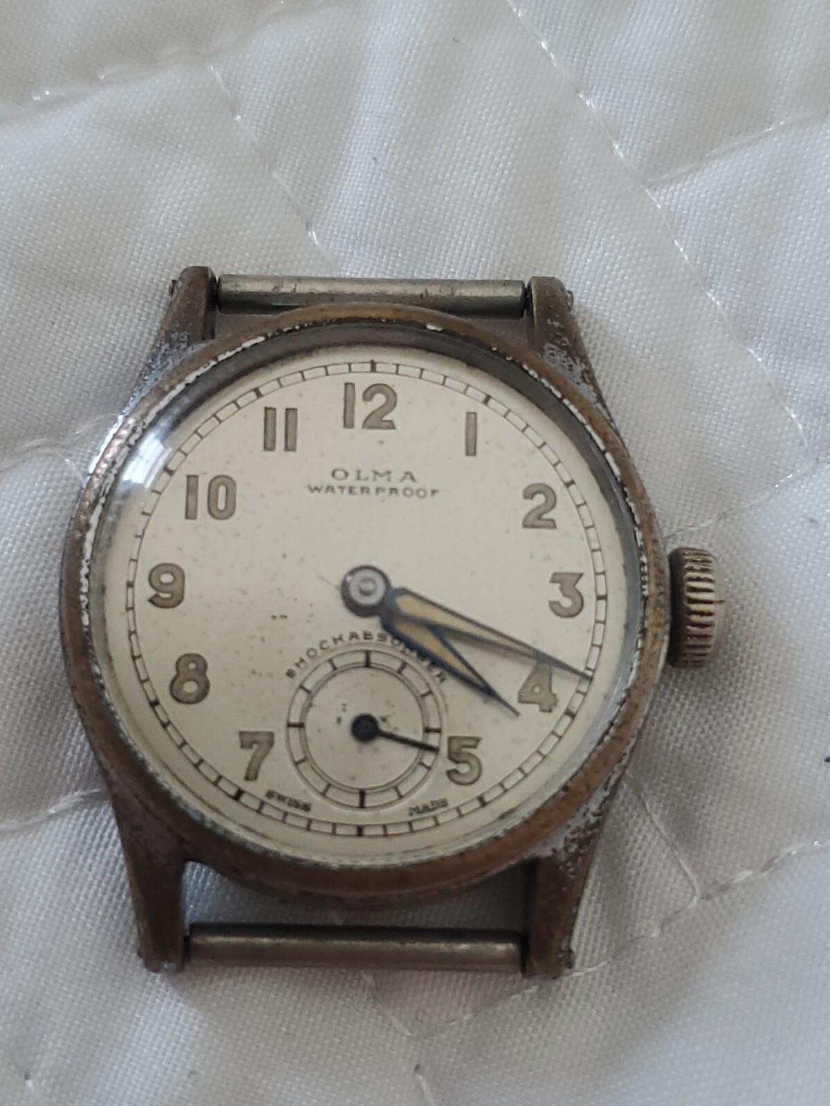 MEN’S WWII era VINTAGE MILITARY pilot OLMA Numa Jeannin steel watch c1940 WW2
