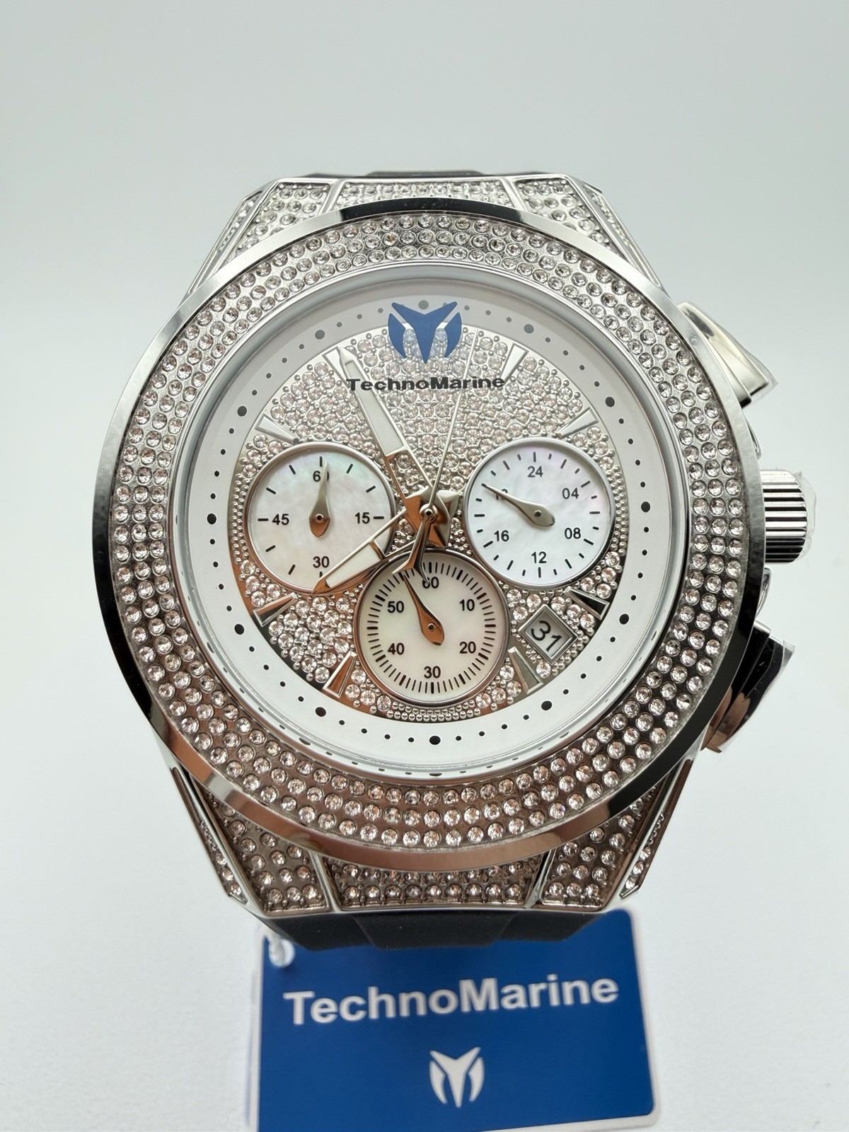 TM-118107-TechnoMarine Cruise Pave 45mm Swiss Ronda Z60 Caliber Women’s Watch.