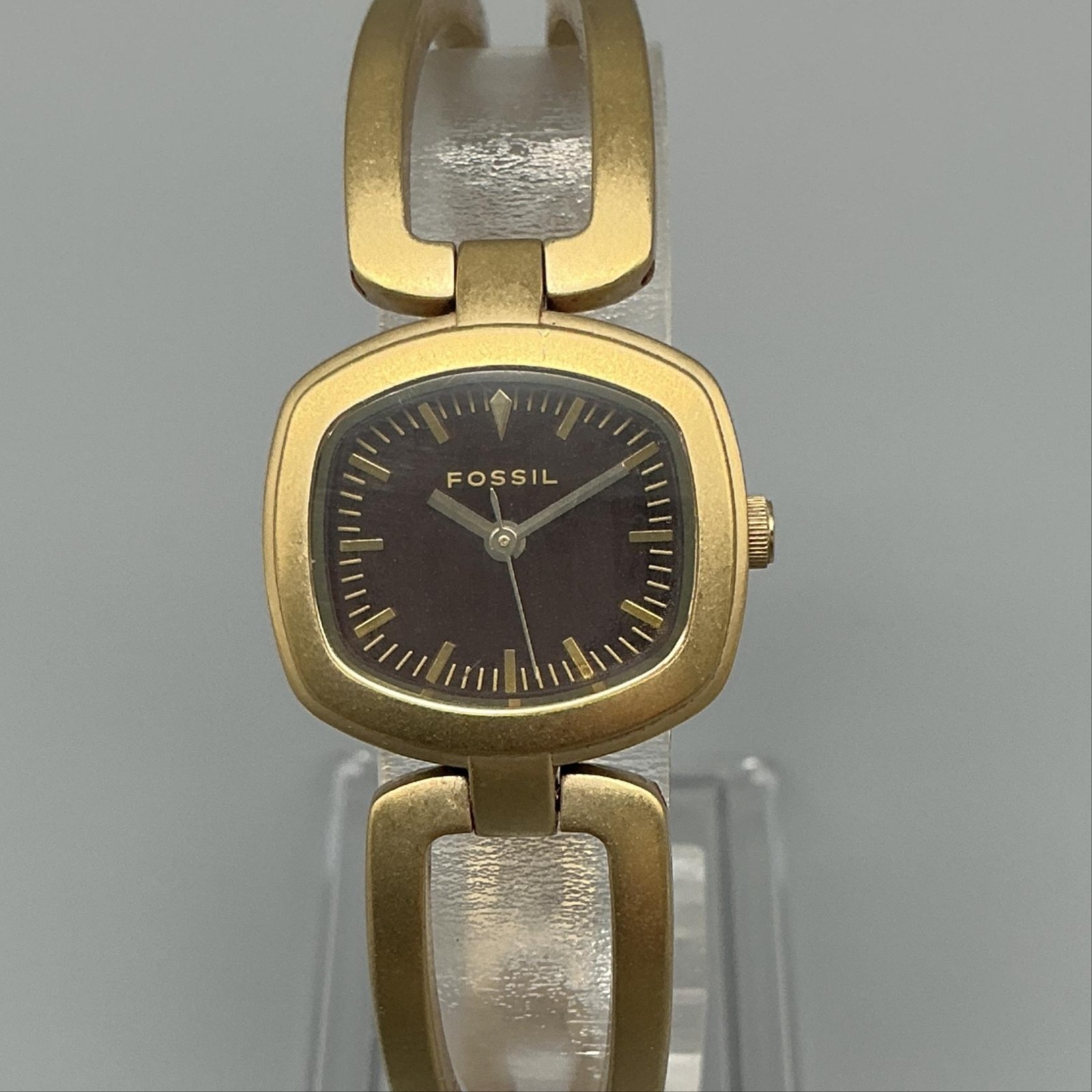 Fossil F2 Womens Watch 23mm Brown Dial Gold Tone ES-1257 New Battery 6.5″