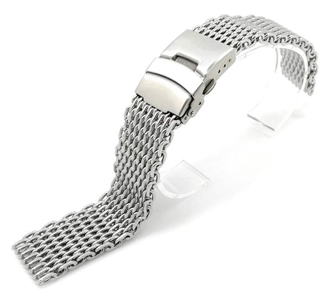 Stainless Steel Shark Mesh Bracelet Watch Band Strap Double Locking Clasp #5030