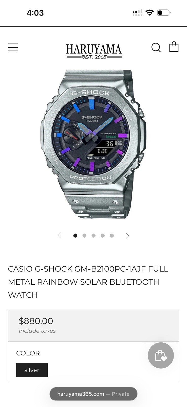 Casio G-Shock GM-B2100PC-1AJF Rainbow Color Master Piece Bluetooth Men’s Watch