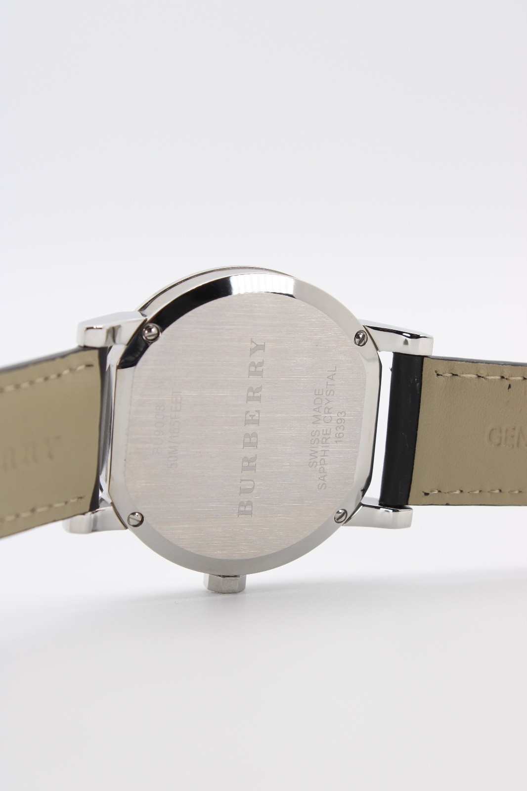 BURBERRY The City 38mmBU9008 Silver Dial Black Leather Strap