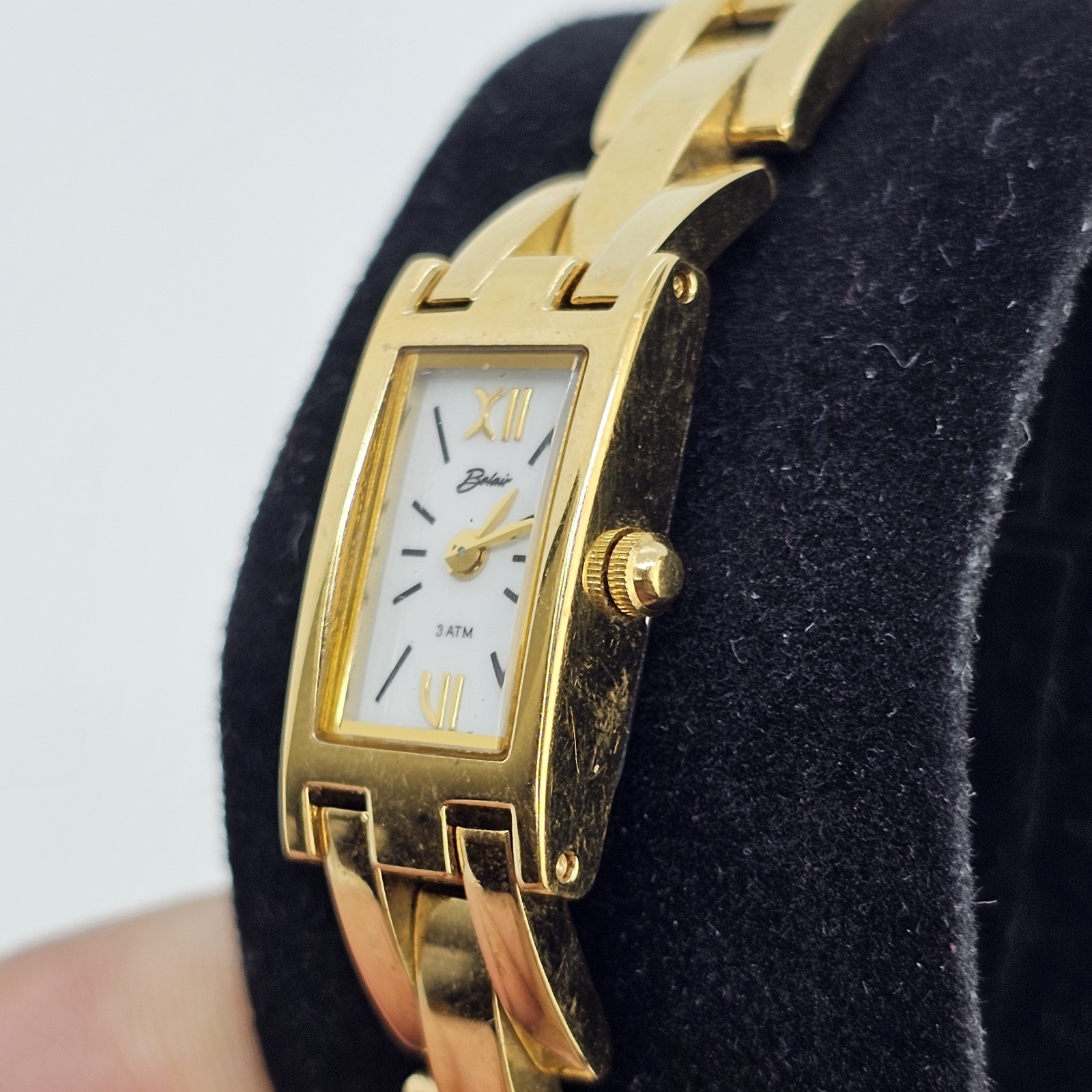 Belair Women’s Watch 13MM White Dial Gold Bracelet 6″ Wrist New Battery