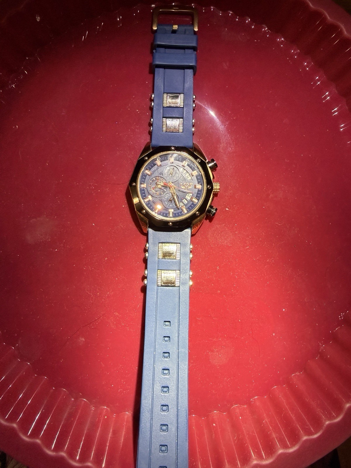 LIGE 1853 Dream Men’s Watch Chronograph Quartz Blue Band New Battery Working
