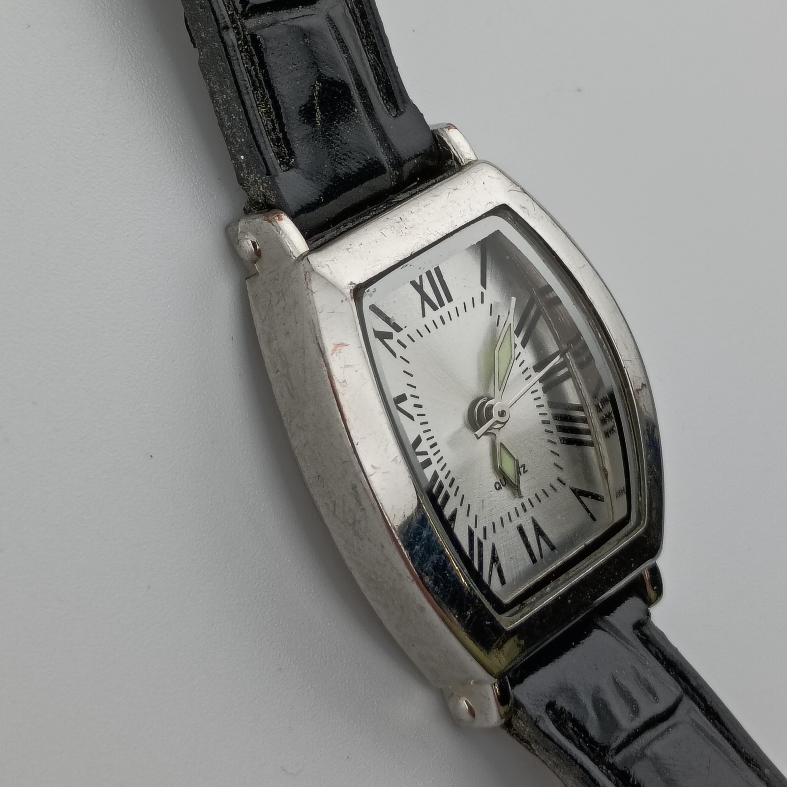 SKC Womens Watch 23mm Silver Dial Silver Case Black Strap, Fresh Battery
