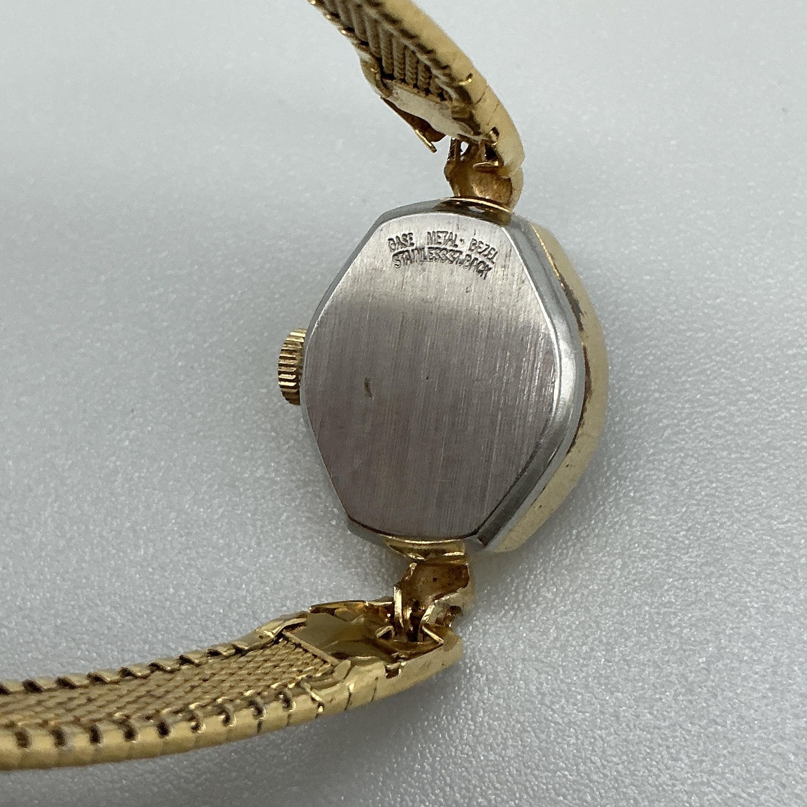 Vintage Waltham Womens Watch 16mm Silver Gold Tone Stretch Band Manual Wind