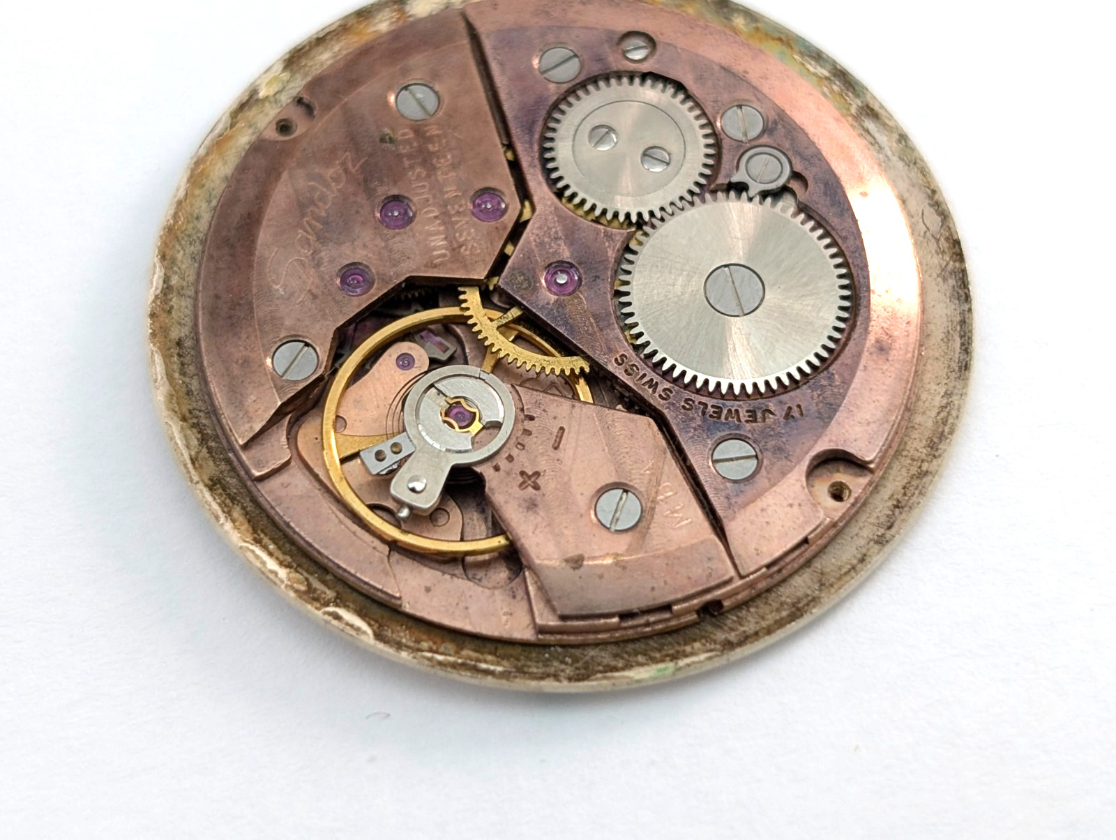 Vintage GERMINAL VOLTAIRE 17 Jewels Men’s 30mm Swiss Watch Movement PARTS REPAIR