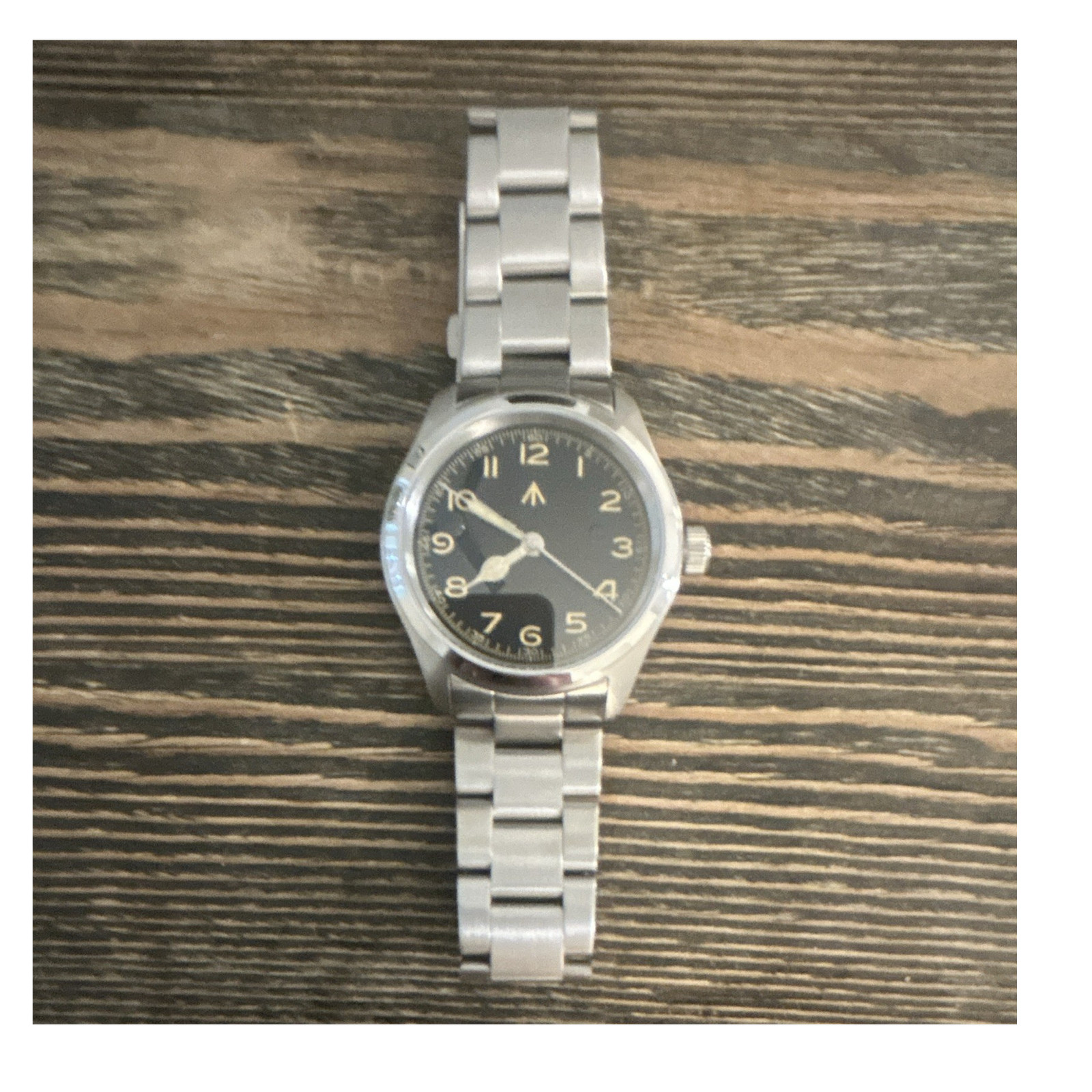 Militado 38mm Automatic Watch Black Dial Arabic SS Silver Bracelet 10m WR