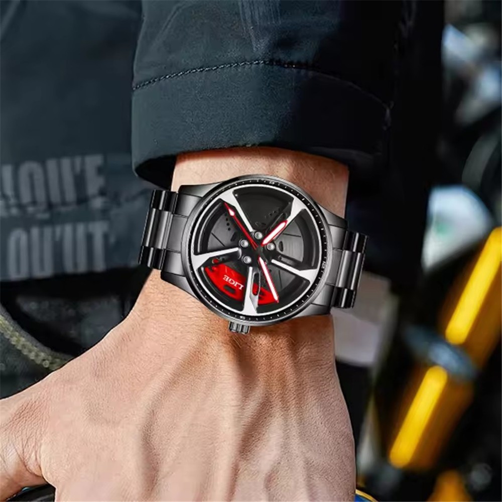 LIGE Men Watch Full Steel Rotating Wheel Wristwatch Fashion Male Business Watch