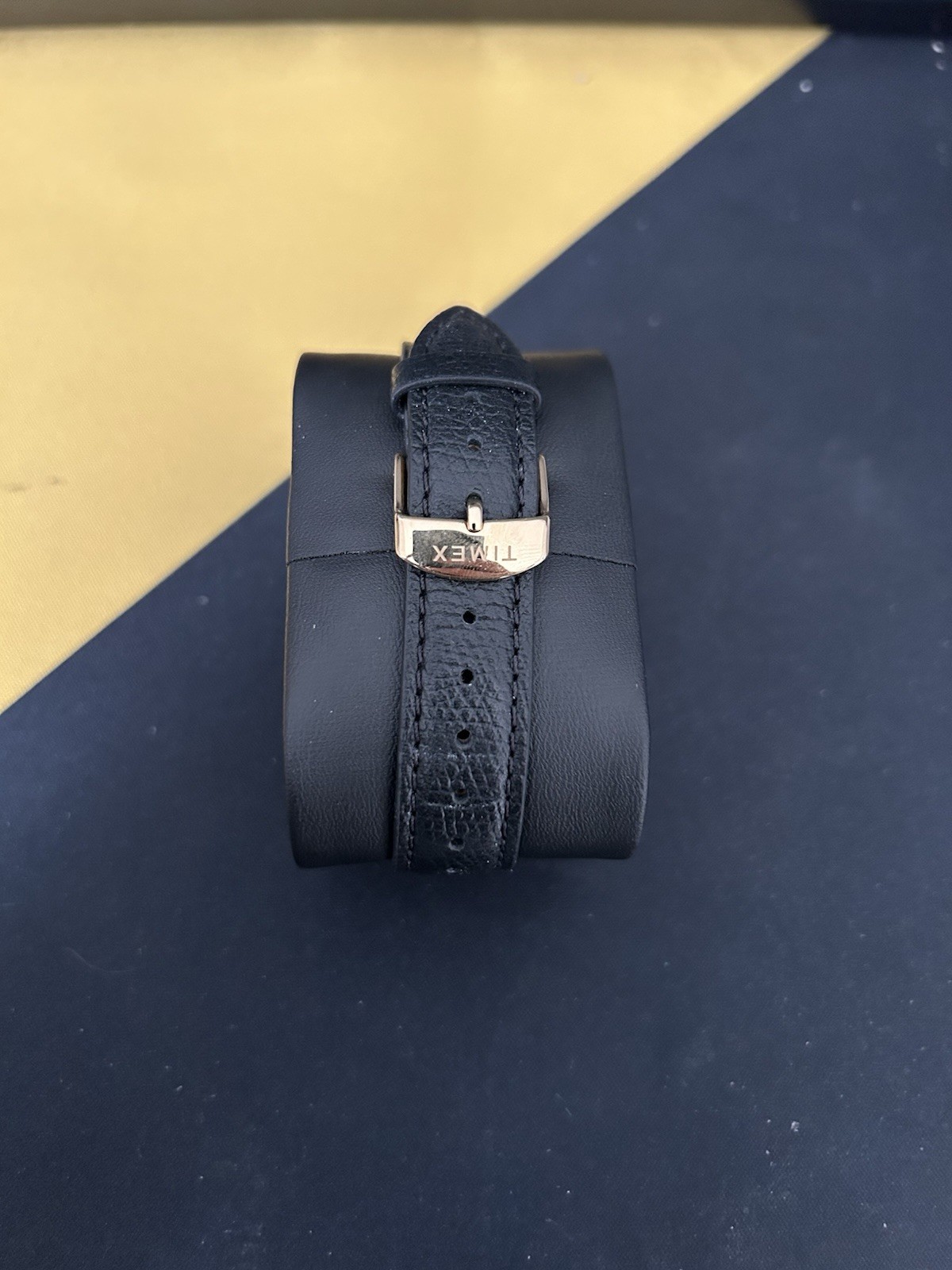 NOAH x TIMEX Oval Moon Phase Watch Black Leather Strap Gold Case