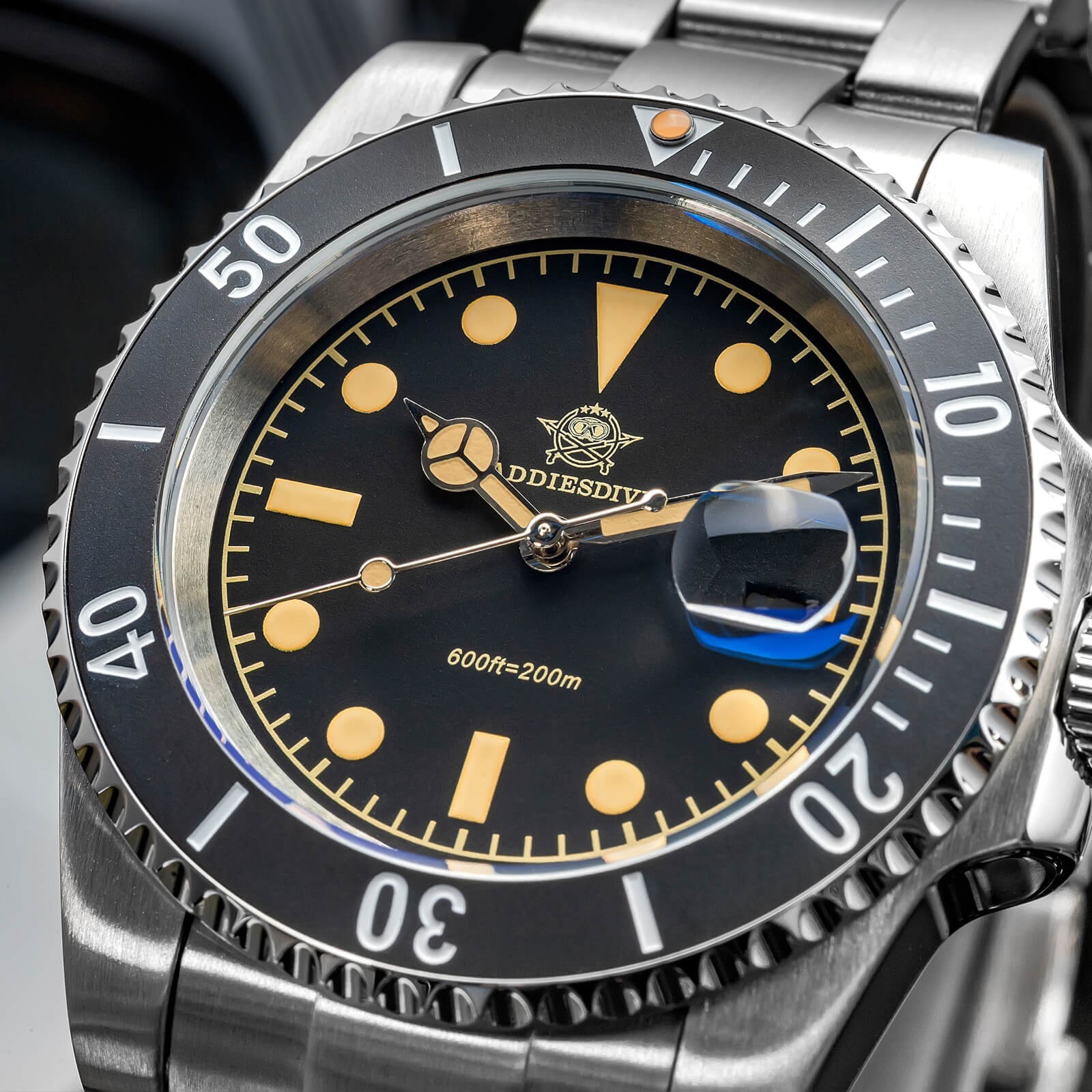 41MM ADDIESDIVE Quartz Mens Watch Diver 200M Waterproof Luminous Stainless NEW