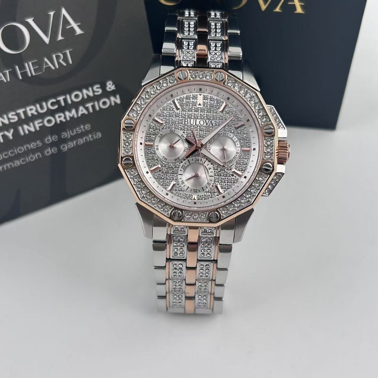Bulova Octava 98C133 White Dial Rose Gold Stainless Steel Men’s Quartz Watch