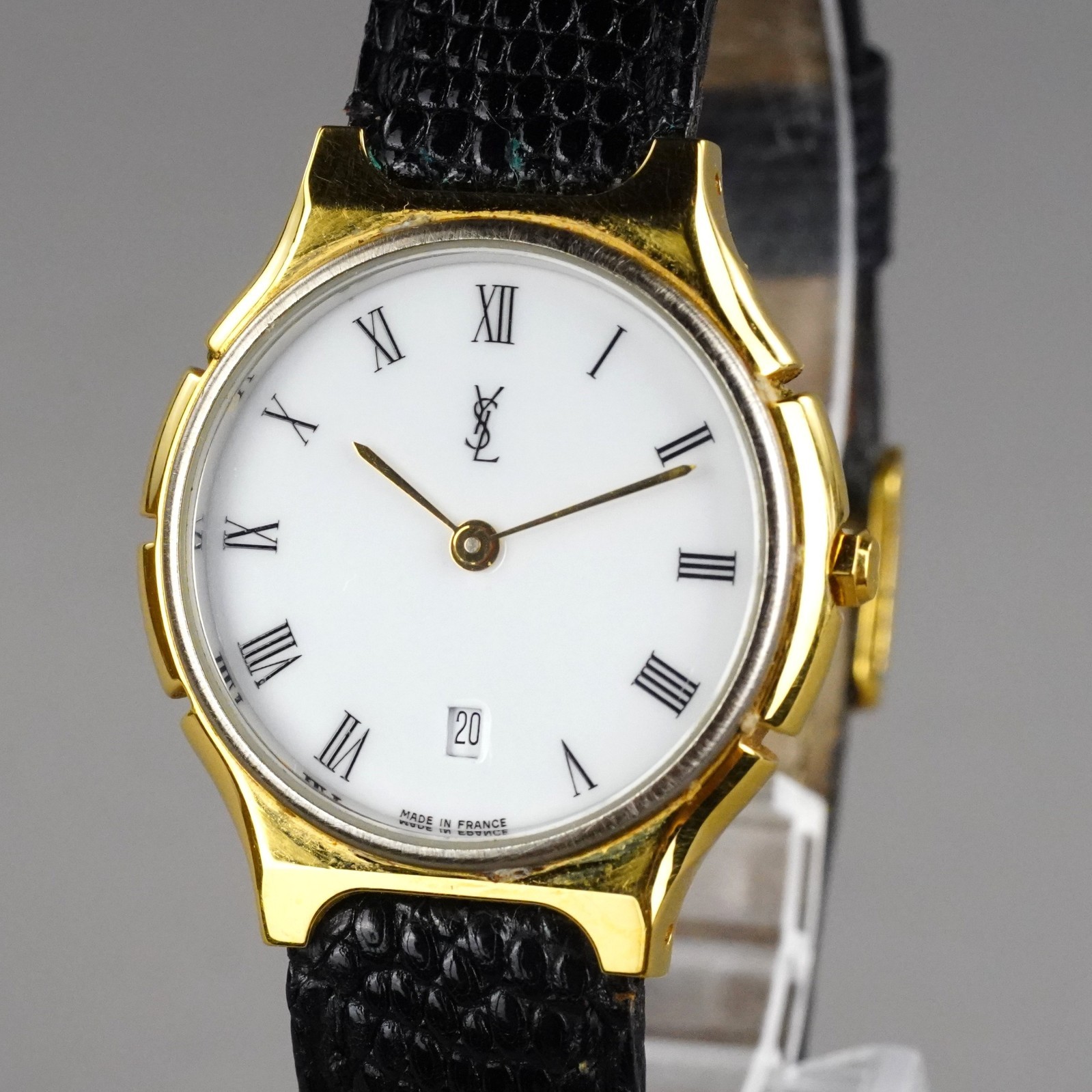Yves Saint Laurent Vintage Men’s Watch 561434 Gold 30mm New Battery Genuine band