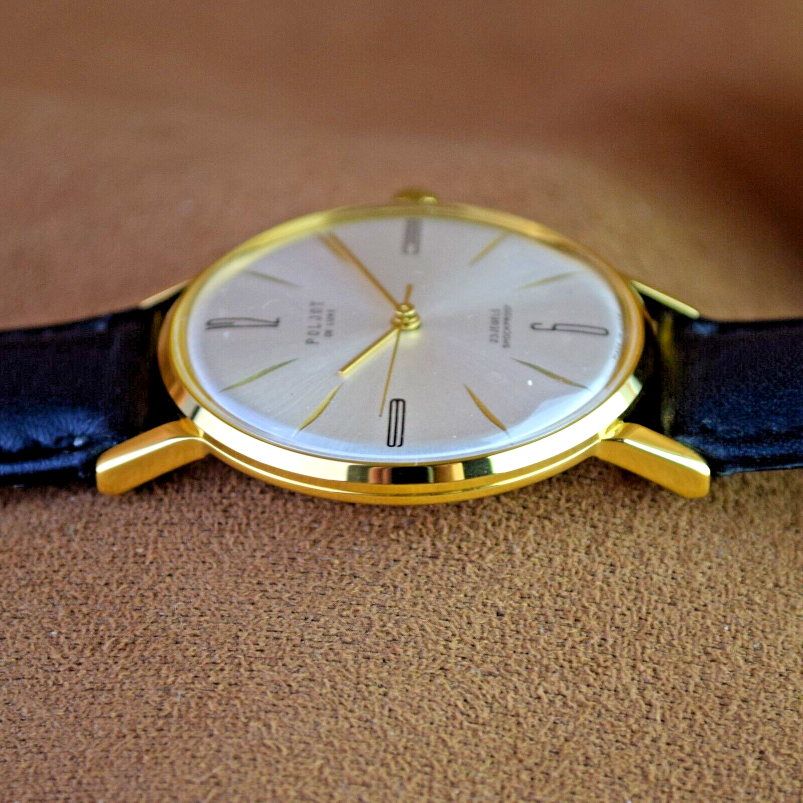 NOS Poljot De LUXE Ultra Slim 23 Jewels 2209 Soviet Mens Wristwatch Vintage USSR