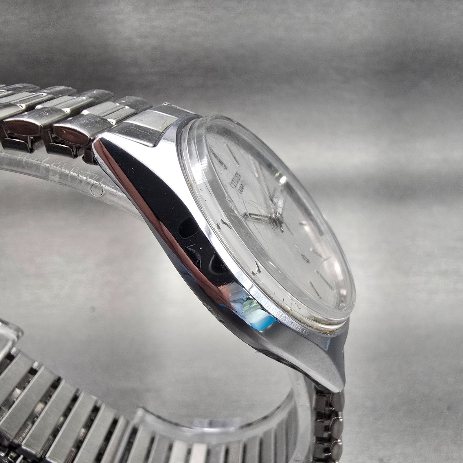 Citizen CQ Watch Men 36mm Silver Dial Silver Tone Daydate 1100-S63928 New Batt