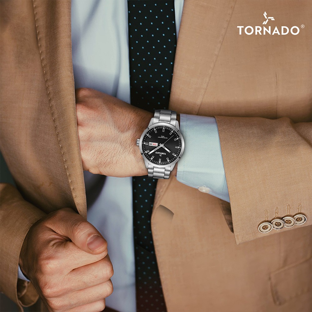 Tornado Spectra Men’s Analog Watch | Black Dial, 43x48mm, 100 m (10 ATM)
