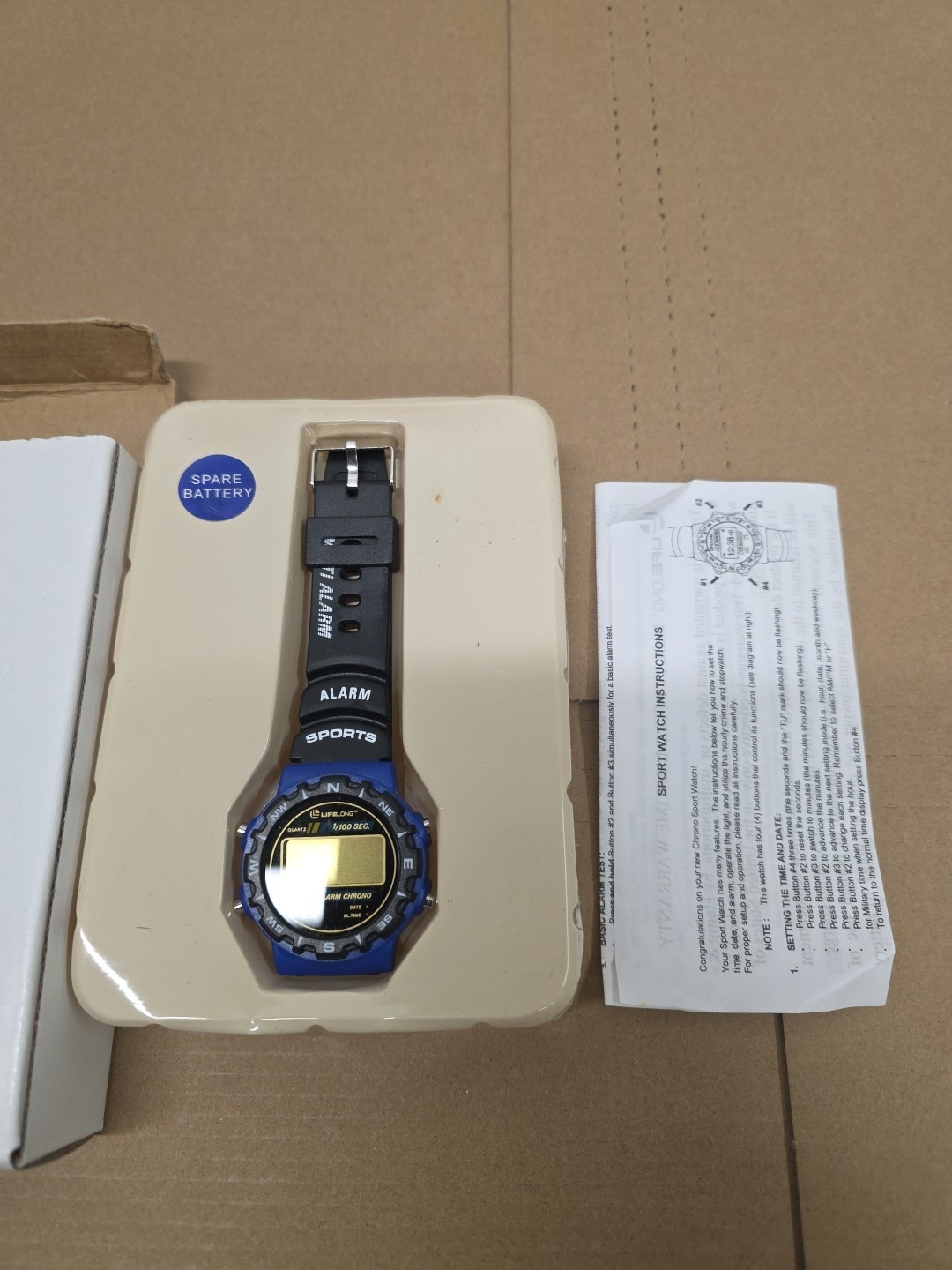 LifeLong Digital Sports Watch W/Multi-Alarm 1/100 Sec Chronograph New Old Stock