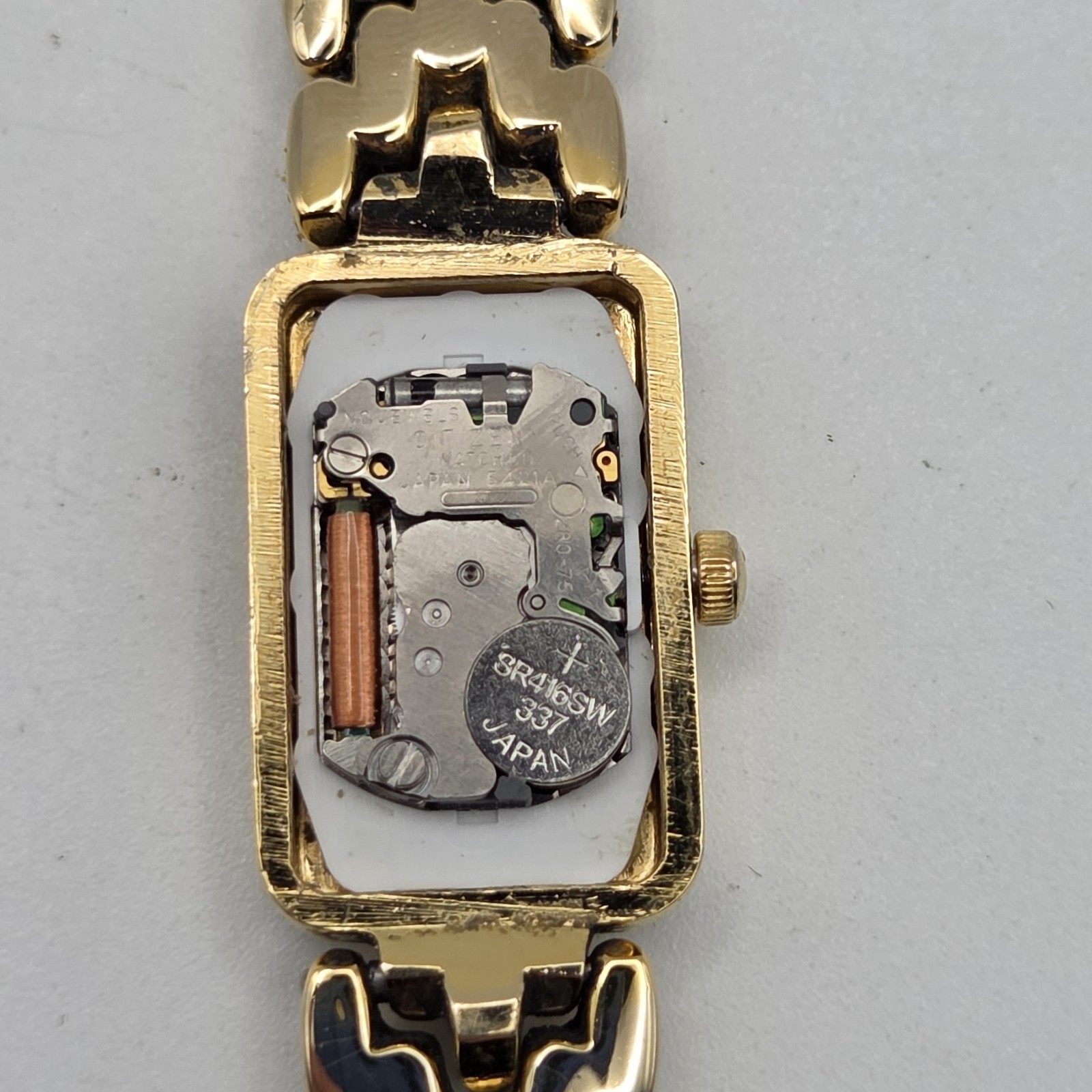Citizen Tank Watch Women 13mm MOP Dial Gold Tone Rectangle 5421-S36505 New Batt