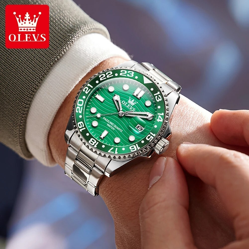 Waterproof Quartz Watch Men’s OLEVS Luminous Luxury Stainless Steel Men Strap