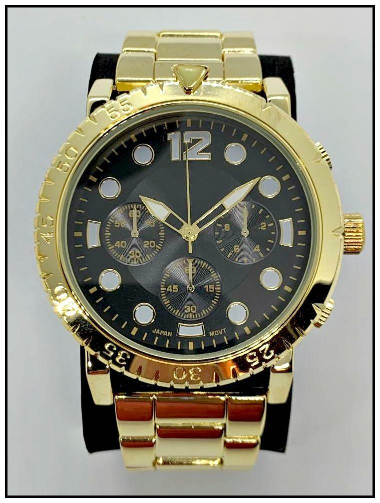 Men’s CLASSY ELEGANT DIVER Round Gold LUXURY Designer Fashion WRIST WATCH 51mm